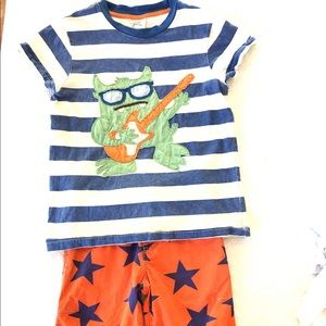 Mini Boden Monster rock T-shirt and Star shorts
